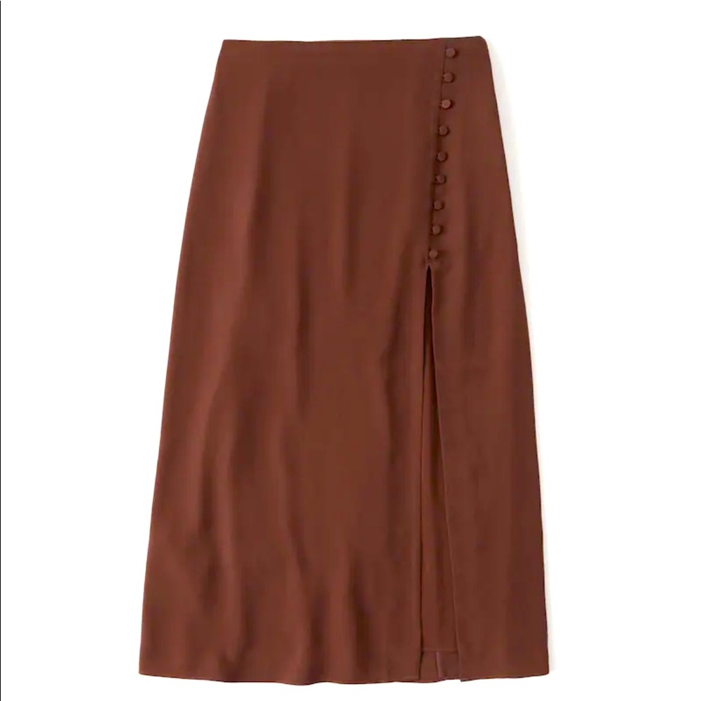A&F delicate button midaxi skirt (maroon brown, medium)